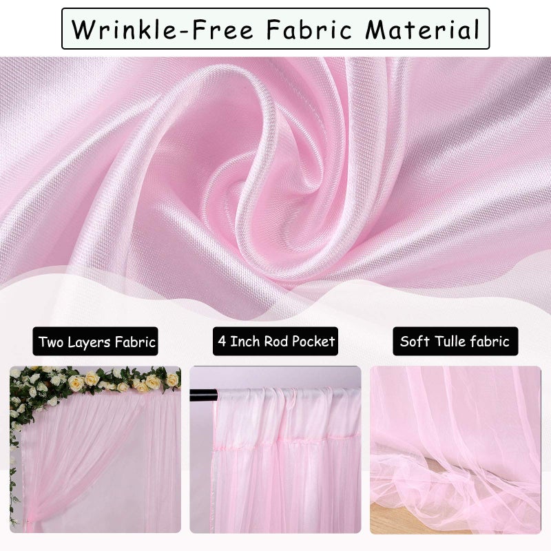 SoarDream Pink Backdrop Curtains Tulle Backdrop Panels 5ftx7ft Sheer Photography Background Drapes for Wedding Arch Baby Shower Parties Stage Decoration - Image 5